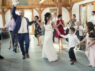 Greek dancing at the barn reception, Anchor & Lace photo